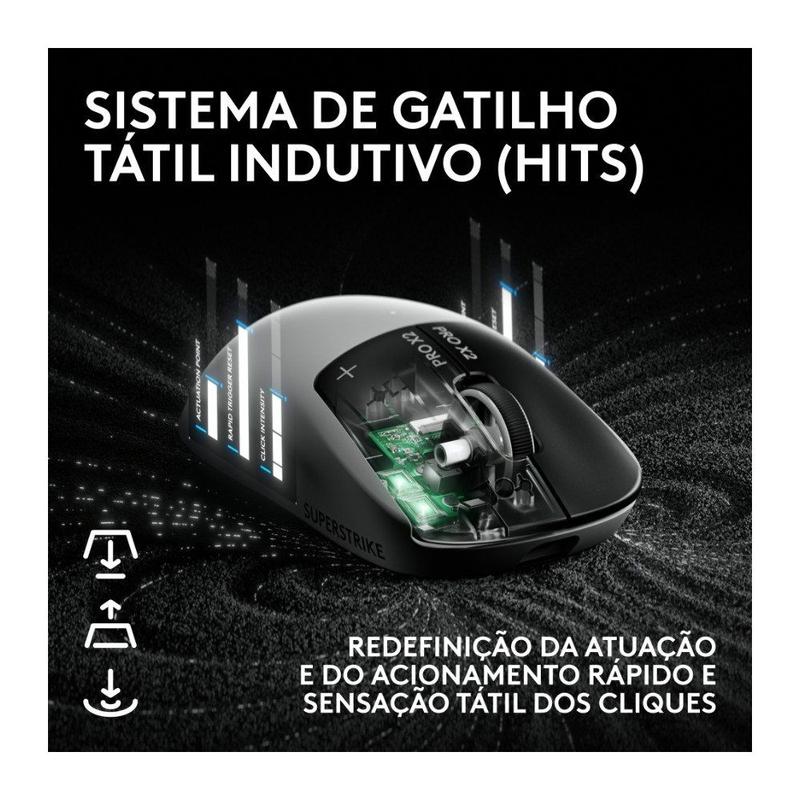 Mouse Gamer Sem Fio Logitech G PRO X2 SUPERSTRIKE LIGHTSPEED, 61g